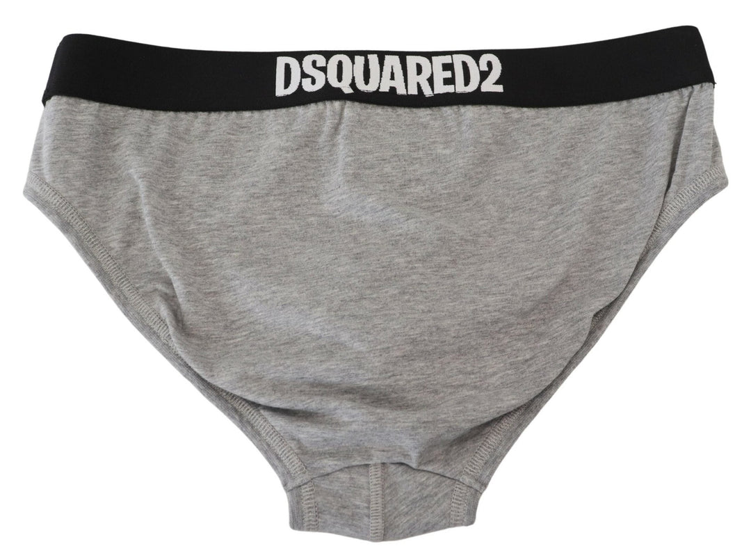 Dsquared² Gray Dsurf Logo Cotton Stretch Men Brief Underwear