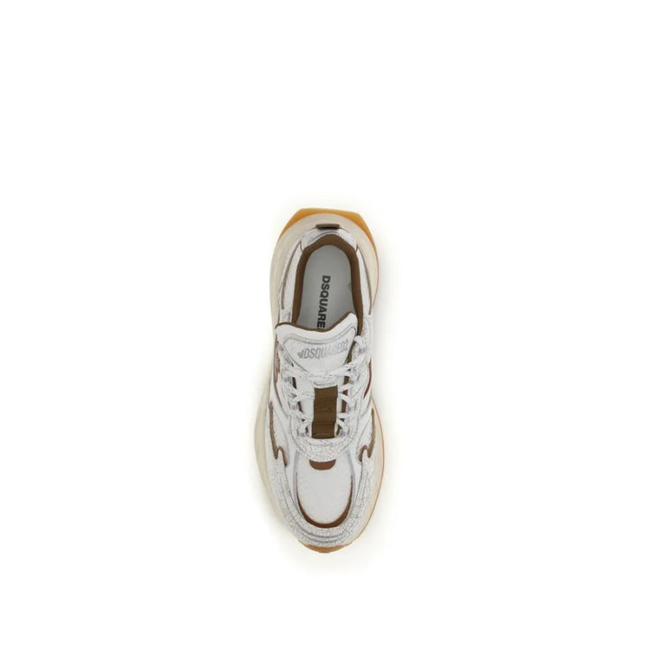 Dsquared² White Calf Leather Bos Taurus Athletic Sneakers