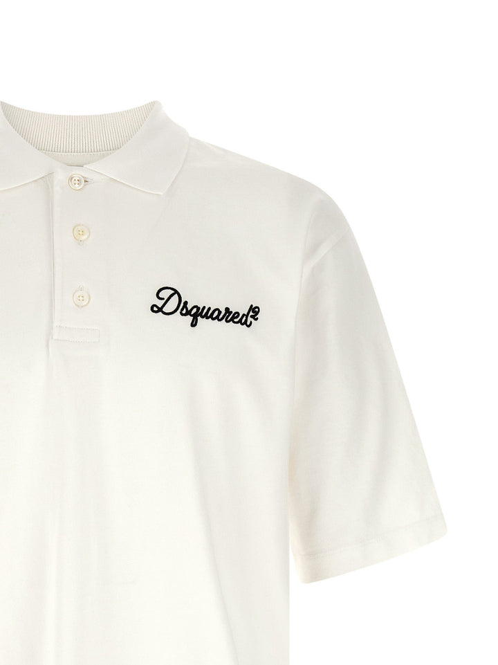 Dsquared² White Cotton Polo Shirt