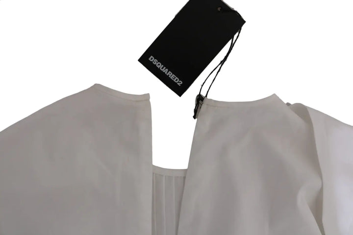 Dsquared² White Crew Neck Long Sleeve Cotton Blouse