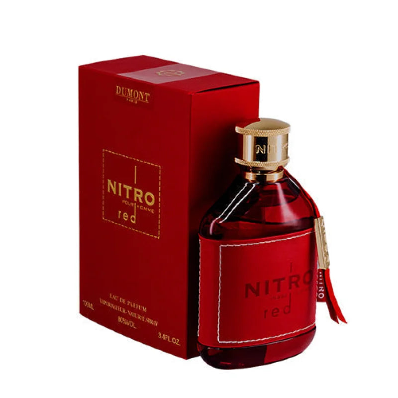 Exotic Red Bottle Dumont Nitro Perfume with Audacious Cedarwood Twist Men’s Cologne