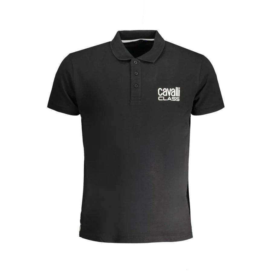 Cavalli Class Black Cotton Men’s Polo Shirt