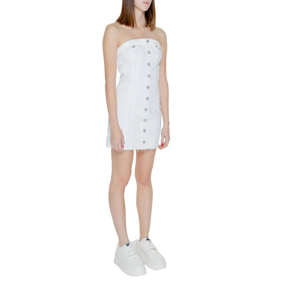 Tommy Hilfiger Jeans White Recycled Cotton Short Dress