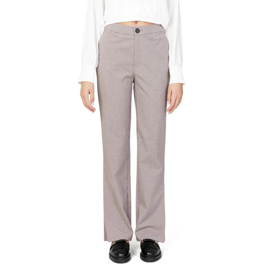 Only Beige Polyester Flared Pants