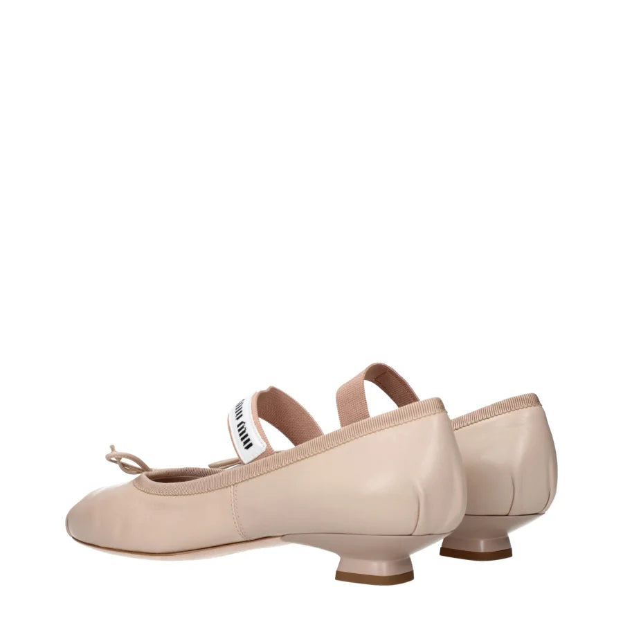 Miu Pink Leather Ballet Flats