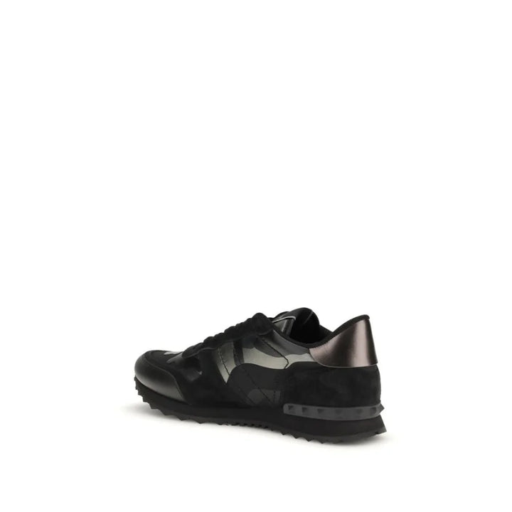 Valentino Garavani Black Calf Leather Bos Taurus Athletic Sneakers