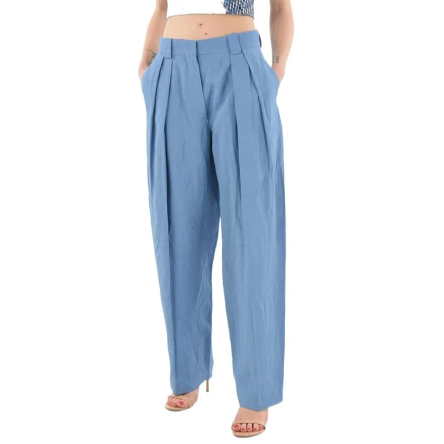 Stella McCartney Blue Linen Casual Pants