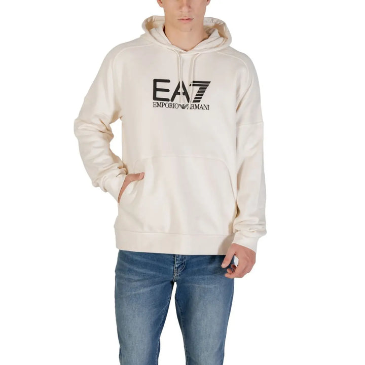 Ea7 Emporio Armani Black and White Cotton Hoodie