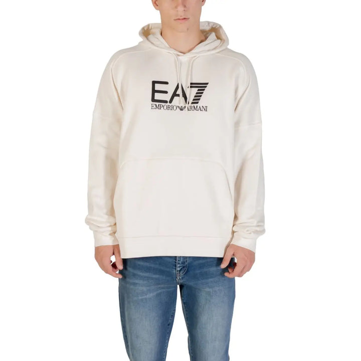 Ea7 Emporio Armani Black and White Cotton Hoodie