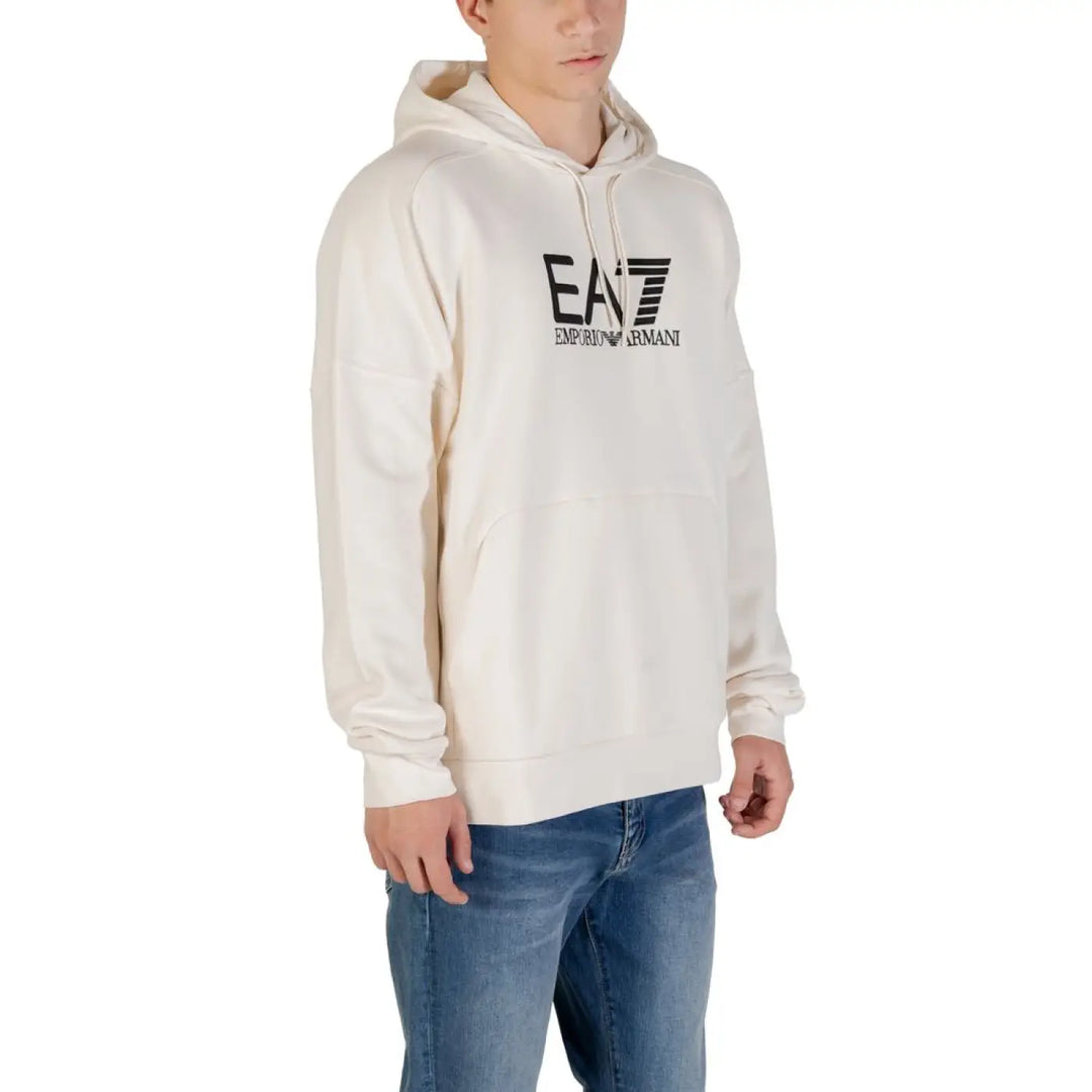 Ea7 Emporio Armani Black and White Cotton Hoodie