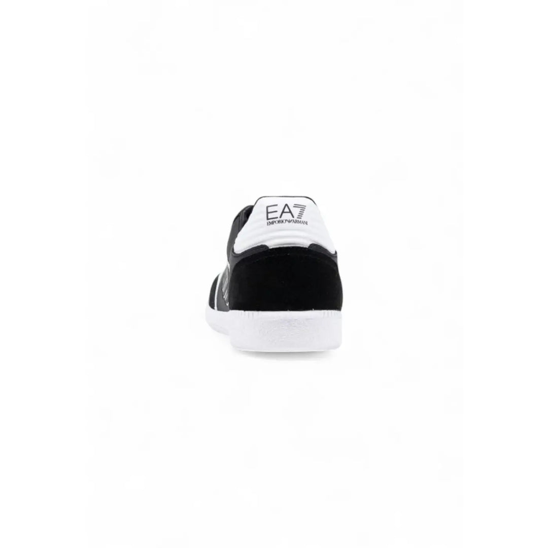 EA7 Emporio Armani Black And White Leather Athletic Sneakers