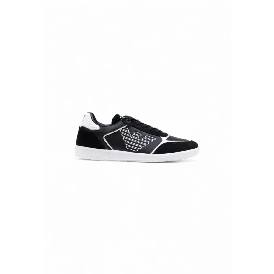 EA7 Emporio Armani Black And White Leather Athletic Sneakers
