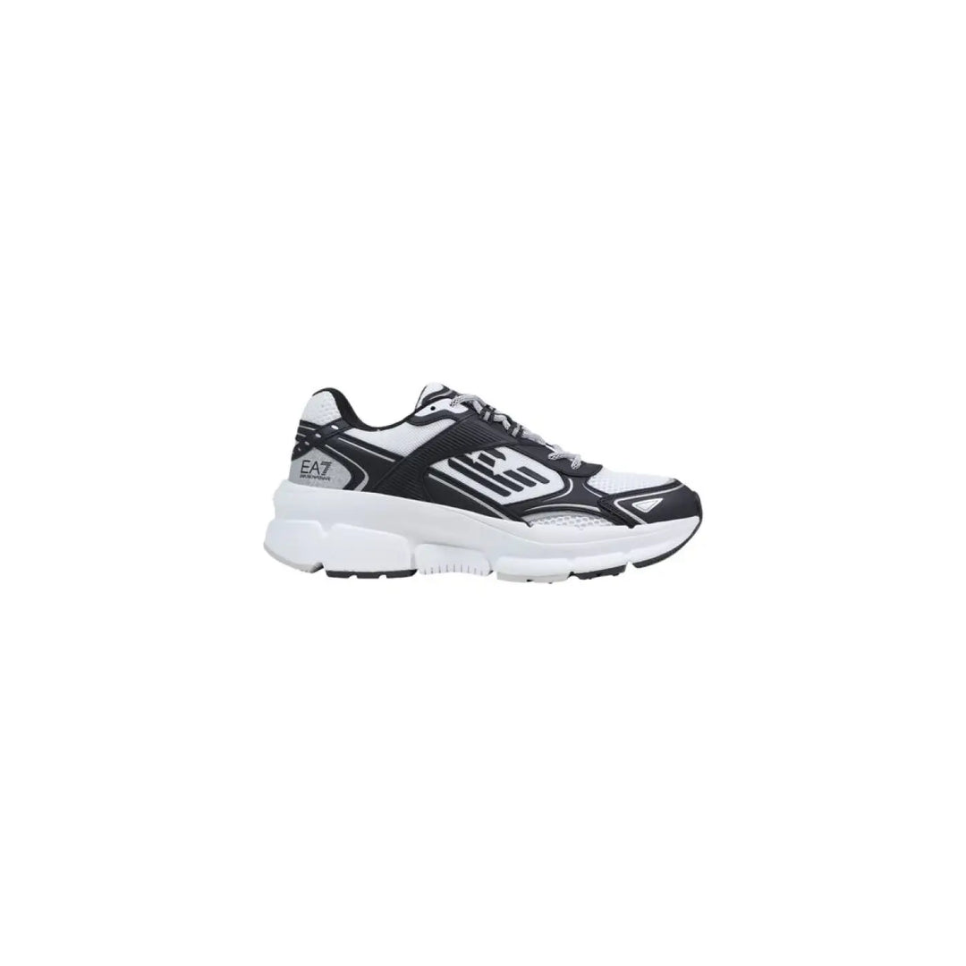Ea7 Emporio Armani Black and White Polyester Athletic Sneakers