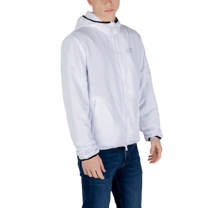 Ea7 Emporio Armani White Polyester Shell Jacket