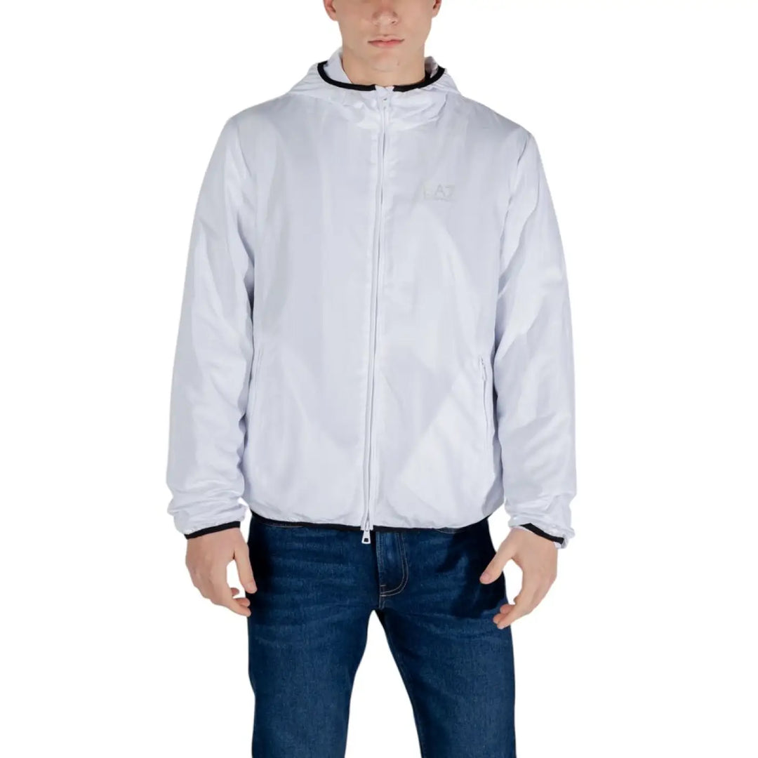 Ea7 Emporio Armani White Polyester Shell Jacket