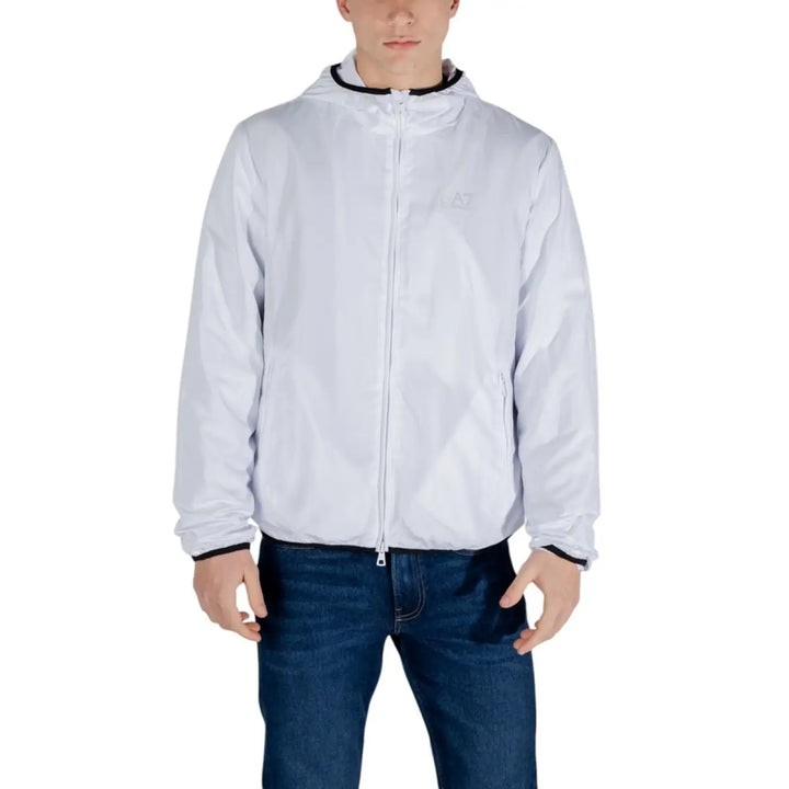 Ea7 Emporio Armani White Polyester Shell Jacket