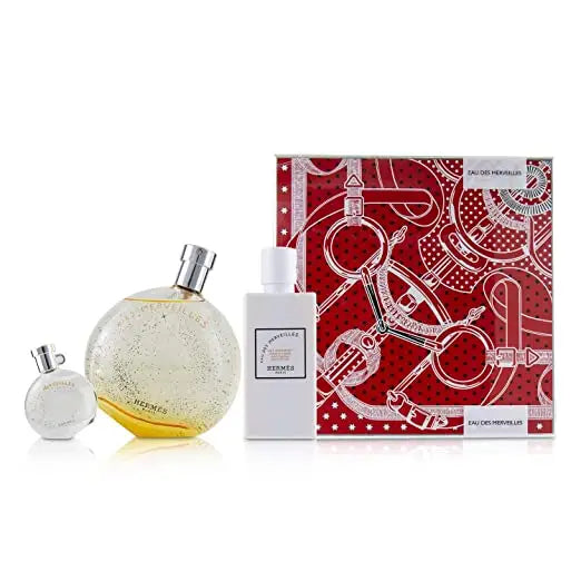 Eau Des Merveilles 3 Piece Gift Set with Body Lotion and Mini De Toilette Women’s Sets Hermes