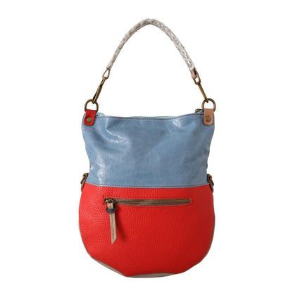 EBARRITO Multicolor Leather Tote with Zipper Closure and Gold Hardware