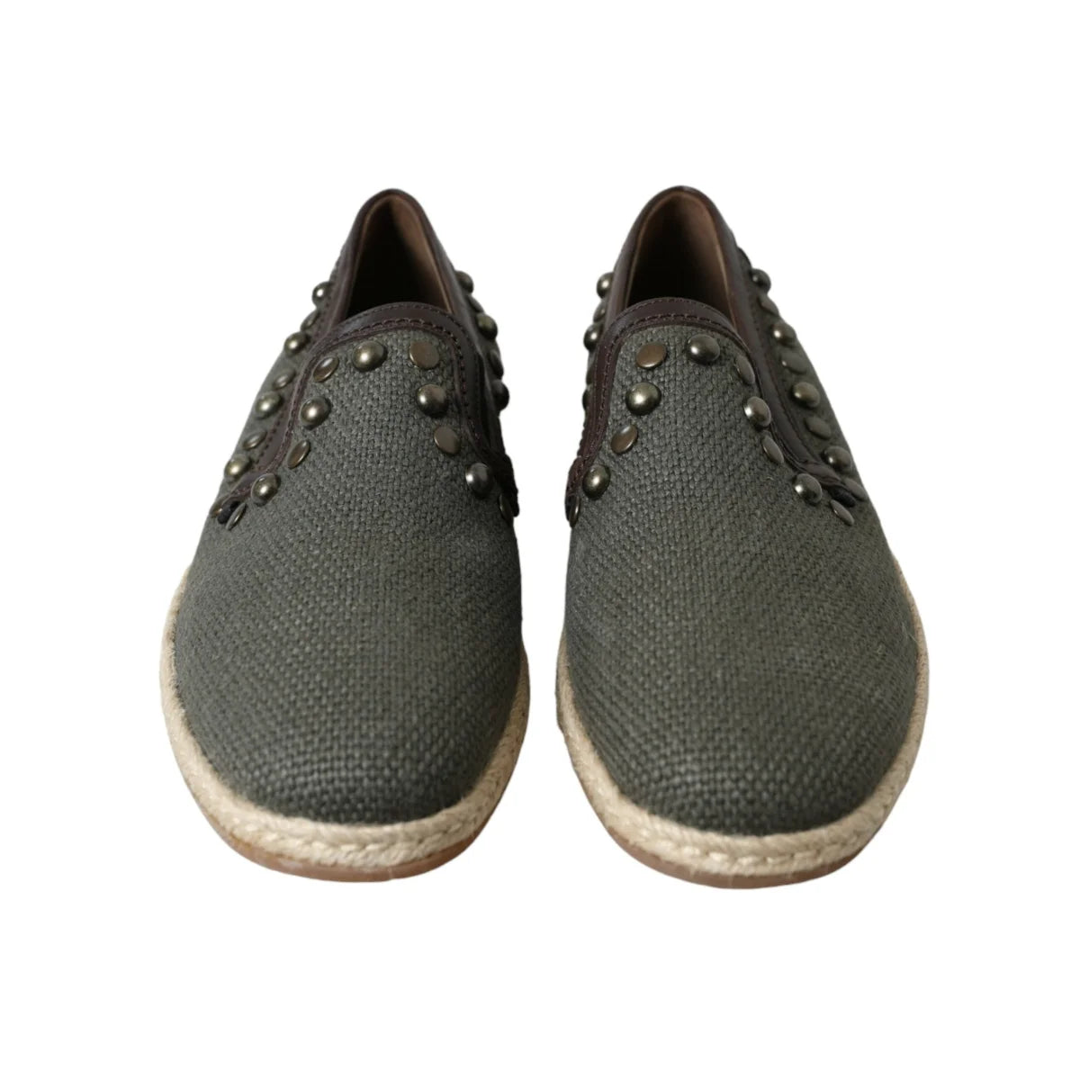 Edgy Dolce Gabbana Loafers with Studded Canvas Flair &