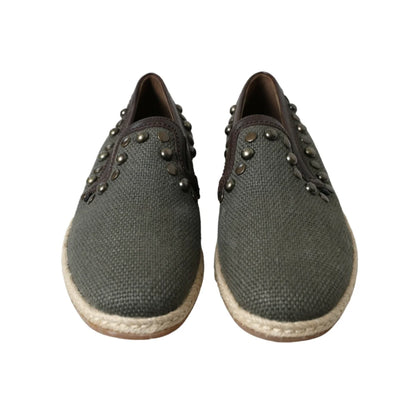 Edgy Dolce Gabbana Loafers with Studded Canvas Flair &