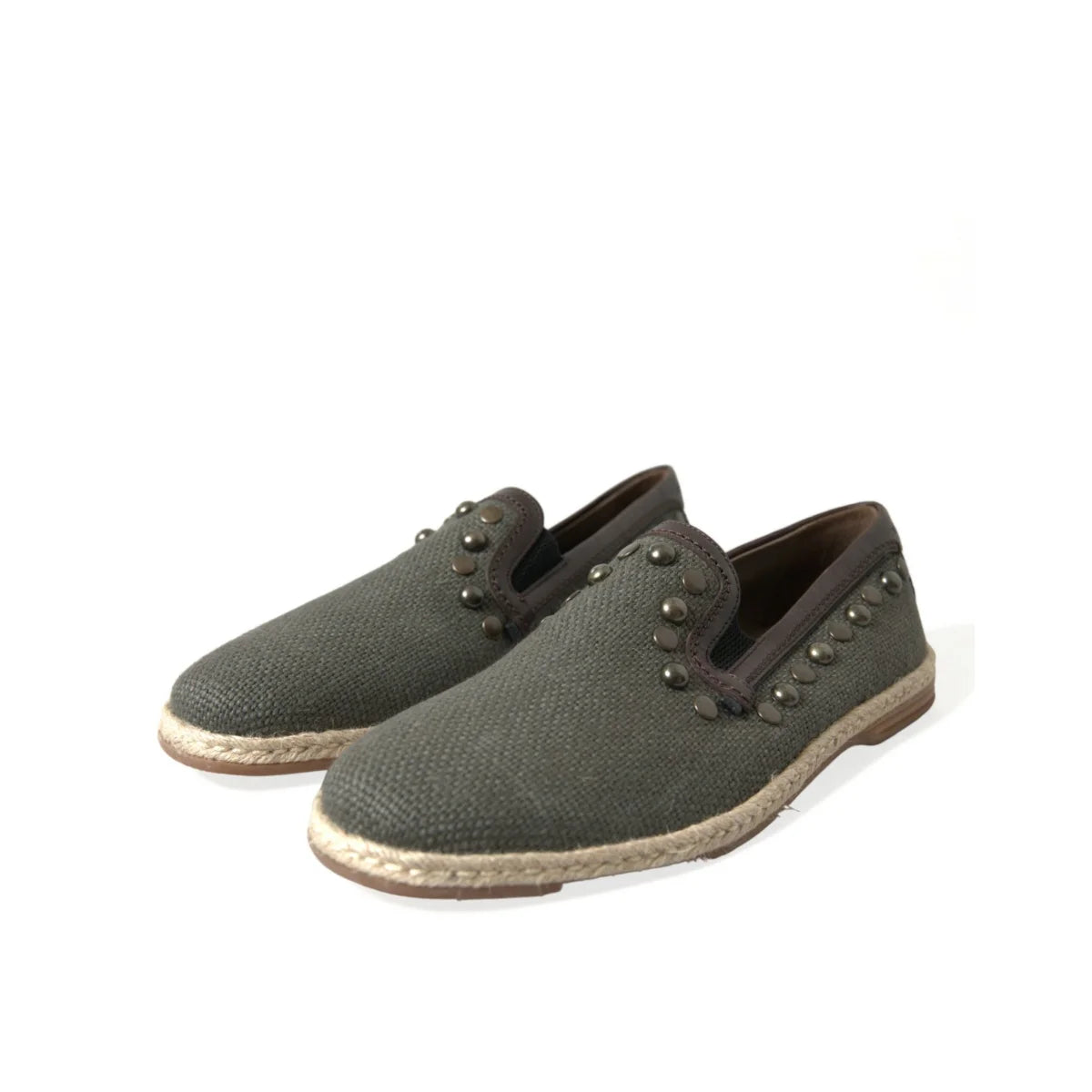 Edgy Dolce Gabbana Loafers with Studded Canvas Flair &