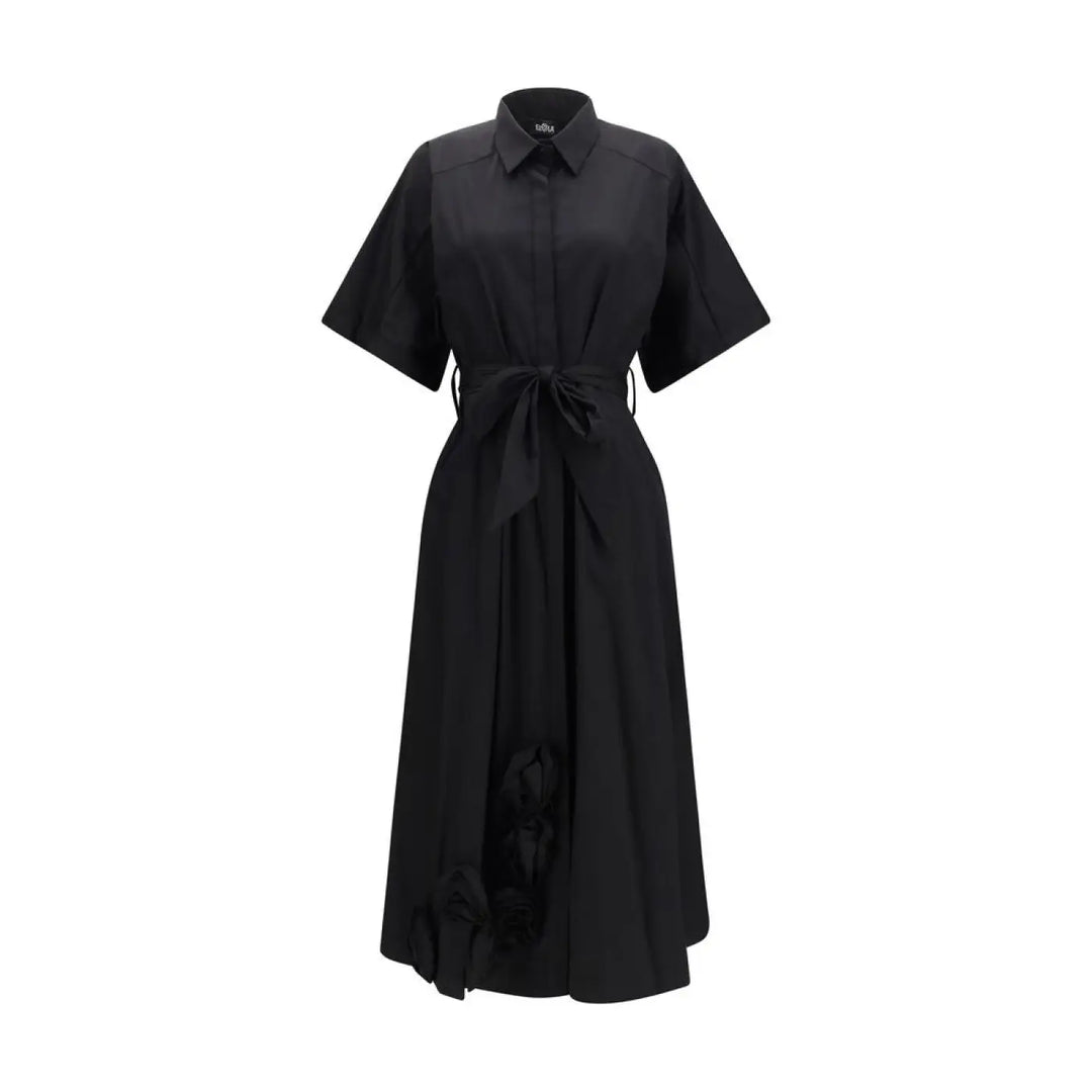 Ella Black Cotton Casual Dress