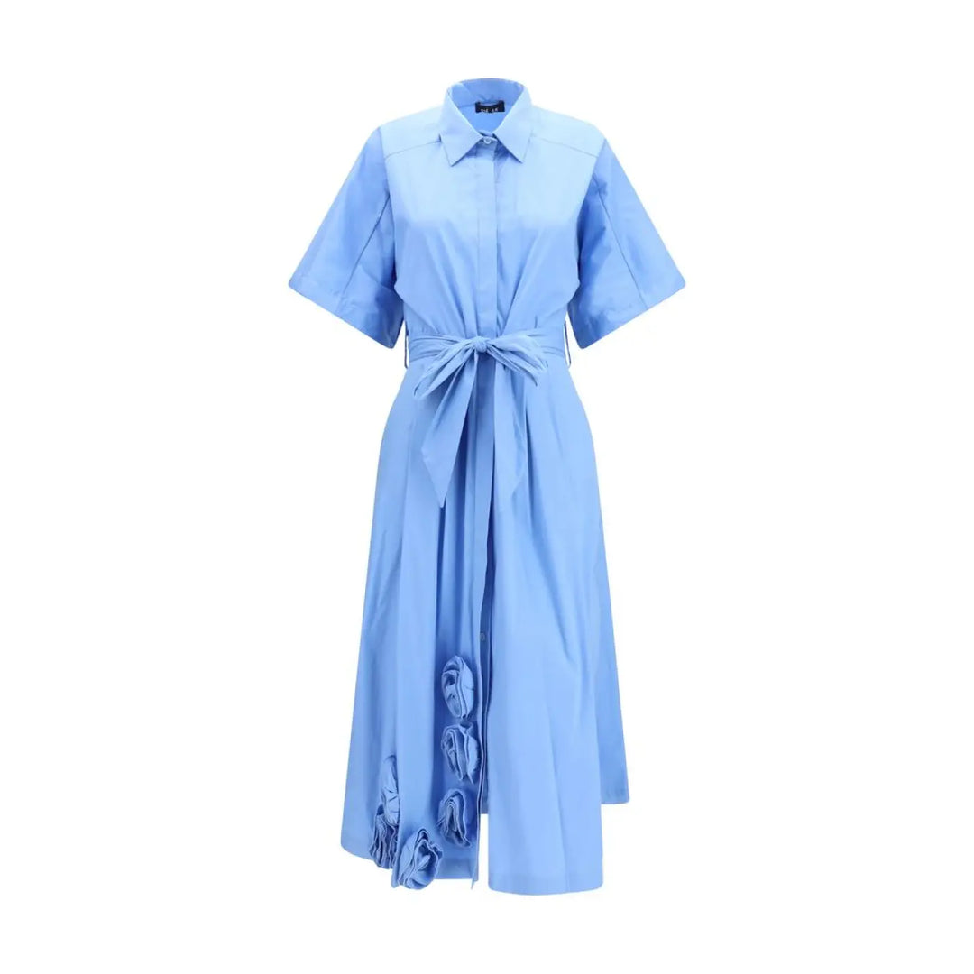 Ella Blue Cotton Casual Dress