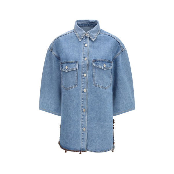 Ella Trucker Jackets - Blue Cotton Denim Jacket
