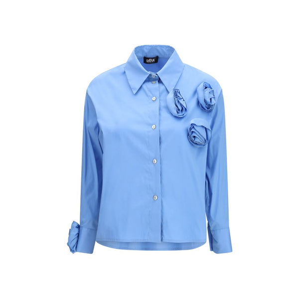 Ella Shirts - Blue Cotton Pattern Shirt
