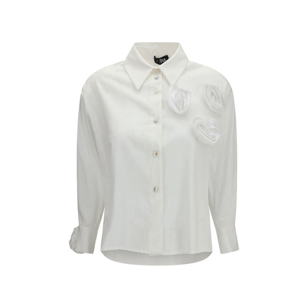 Ella Shirts - White Cotton Pattern Shirt