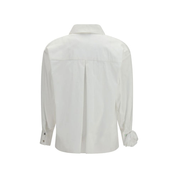 Ella Shirts - White Cotton Pattern Shirt