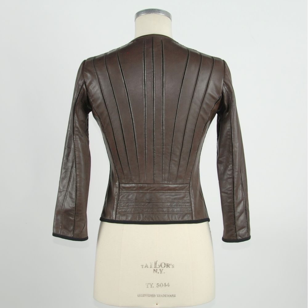 Emilio Romanelli Bomber Jackets - Brown Leather Women Jacket