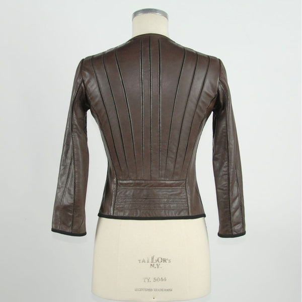 Emilio Romanelli Bomber Jackets - Brown Leather Women Jacket