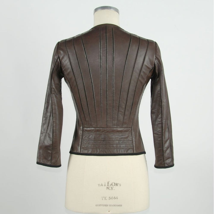 Emilio Romanelli Bomber Jackets - Brown Leather Women Jacket
