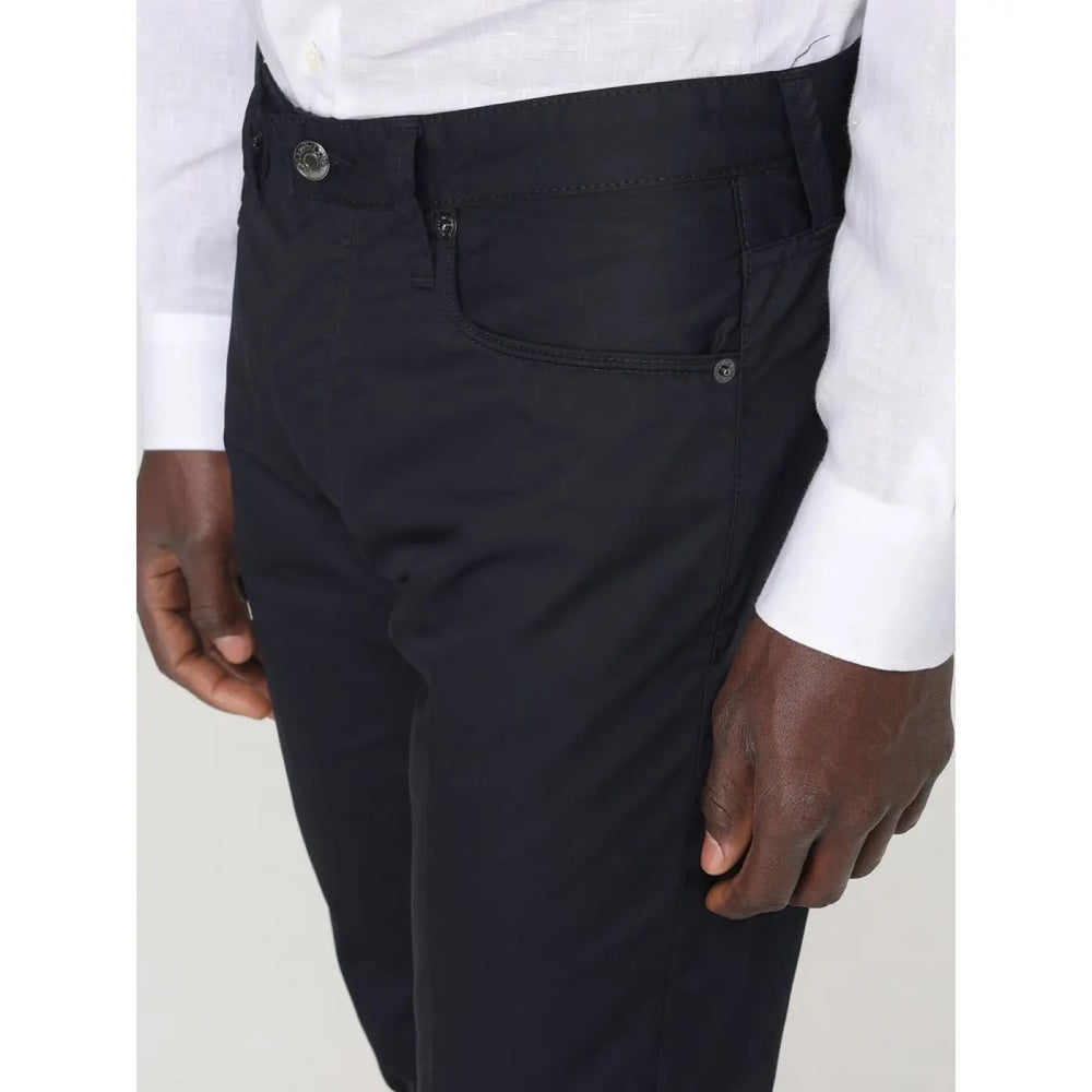 Emporio Armani Blue Cotton Casual Pants