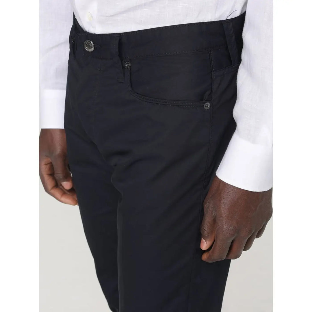 Emporio Armani Blue Cotton Casual Pants