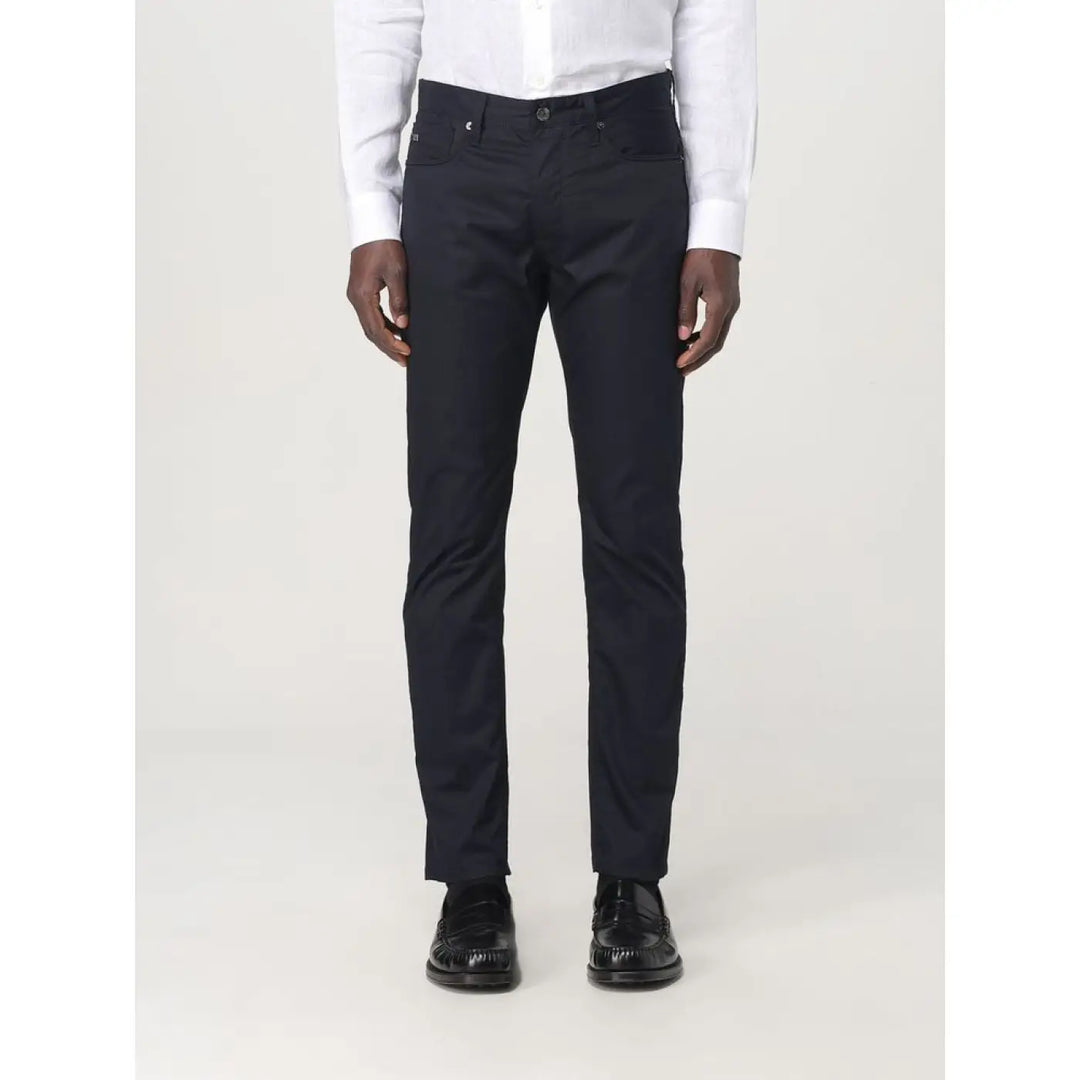 Emporio Armani Blue Cotton Casual Pants