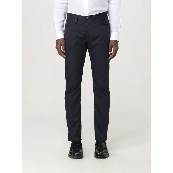 Emporio Armani Blue Cotton Casual Pants