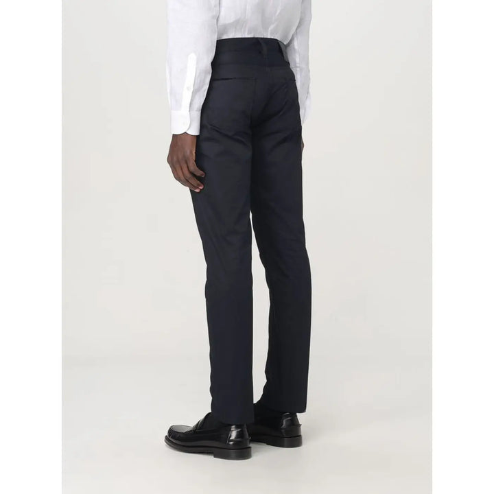 Emporio Armani Blue Cotton Casual Pants