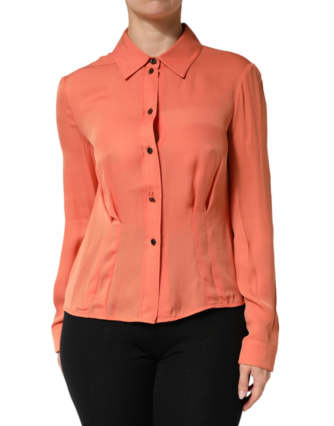 Emporio Armani Blouses - Women’s Orange Collared Button Down Long Sleeves Top
