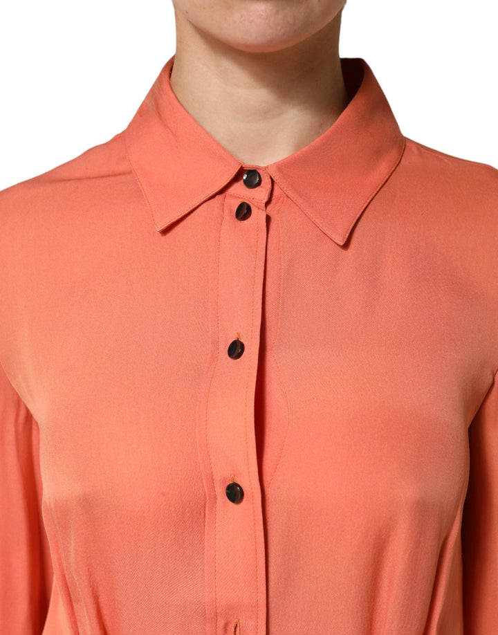 Emporio Armani Blouses - Women’s Orange Collared Button Down Long Sleeves Top
