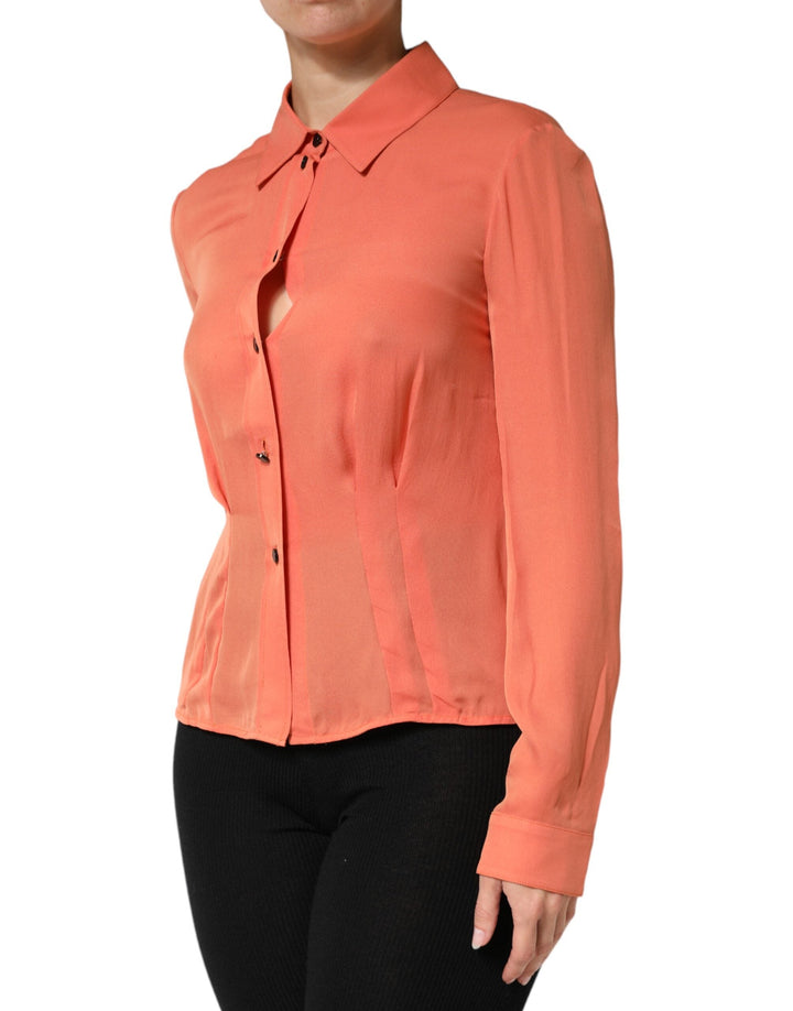 Emporio Armani Blouses - Women’s Orange Collared Button Down Long Sleeves Top