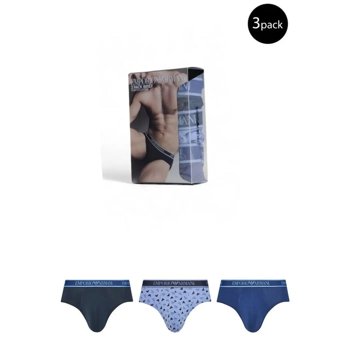 Emporio Armani Underwear Blue Cotton Briefs