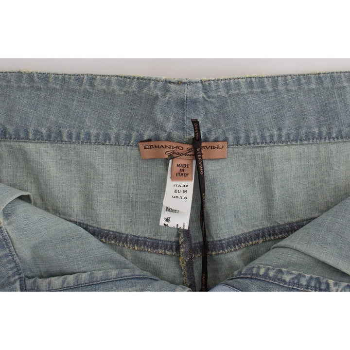 Ermanno Scervino Beachwear Blue Denim City Casual Dress Shorts