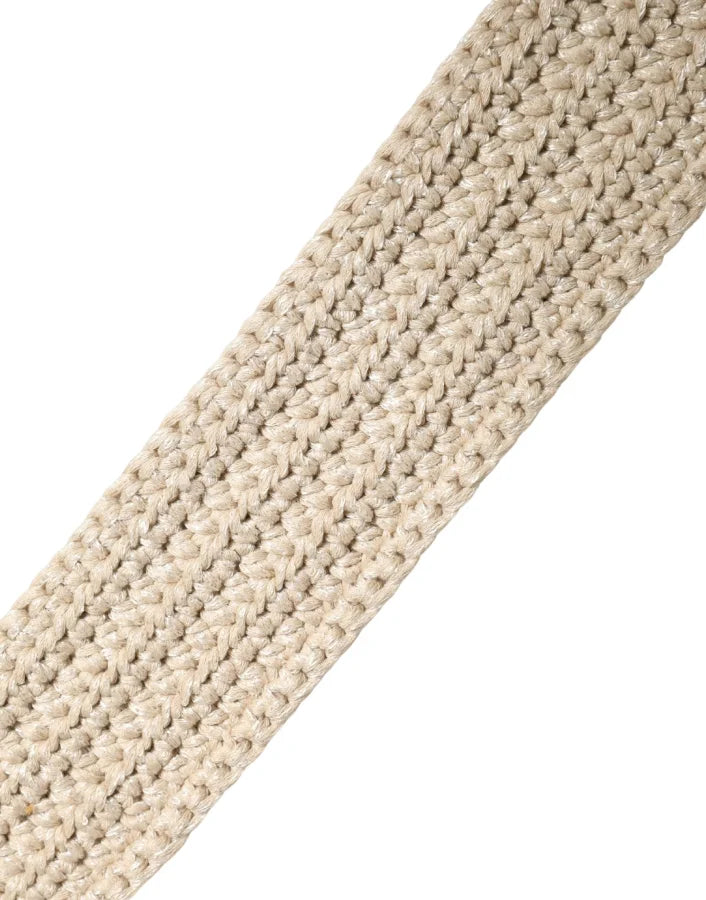 Ermanno Scervino Beige Woven Vintage Metal Buckle Waist Belt