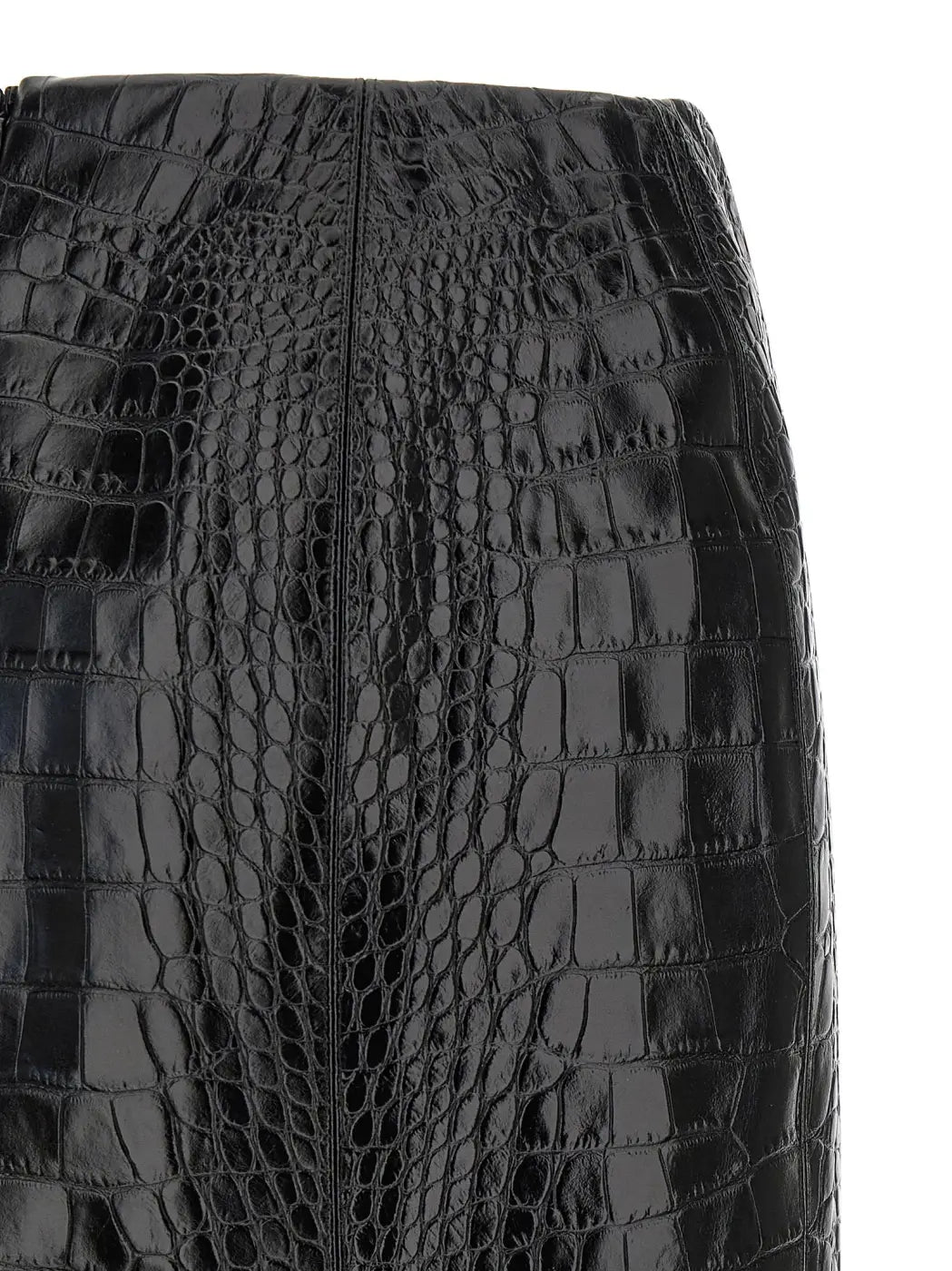 Ermanno Scervino Black Calfskin Midi Skirt