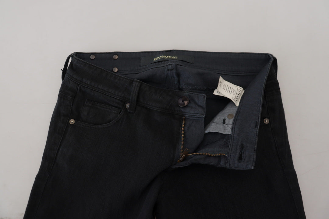 Ermanno Scervino Black Cotton Slim Fit Women Denim Jeans