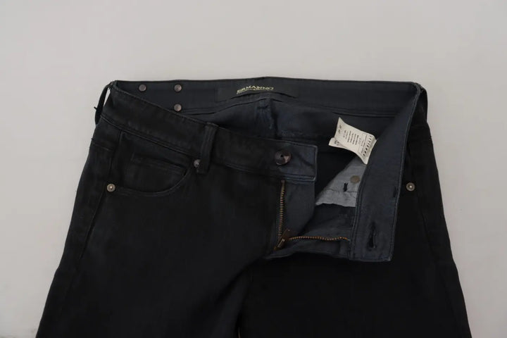 Ermanno Scervino Black Cotton Slim Fit Women Denim Jeans