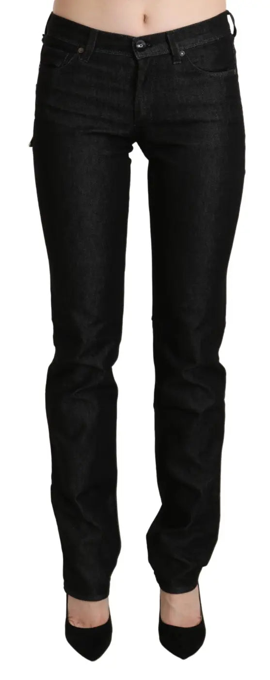 Ermanno Scervino Black Mid Waist Skinny Slim Denim Trouser