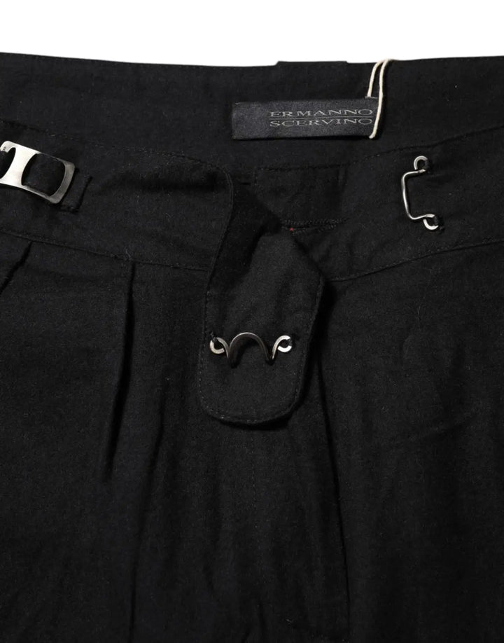 Ermanno Scervino Black Straight Fit High Waist Pants